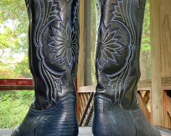 Champion Attitude Boot Company Navy Tejus Lizard Cowboy  display picture 1