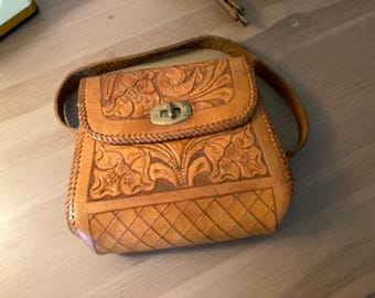Western Floral Tooled Purse with Handstrap