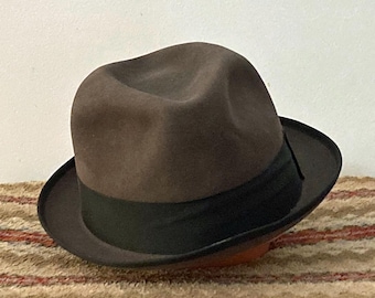 Vintage PORTIS Fedora Fur Felt Rabbit Felt Hat Sz 7 3/8 in