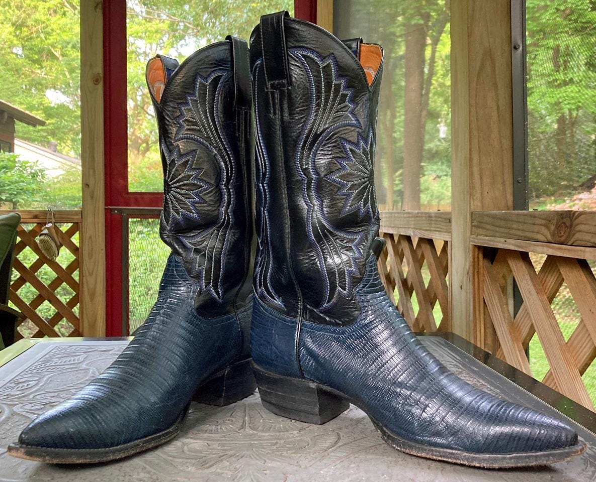 Champion Attitude Boots Mens 15 D Black Leather Harness Mexico Western Cowboy Champion Attitude (CABOOTS) Vintage Custom Cowboy Boots 10.5  main image 4