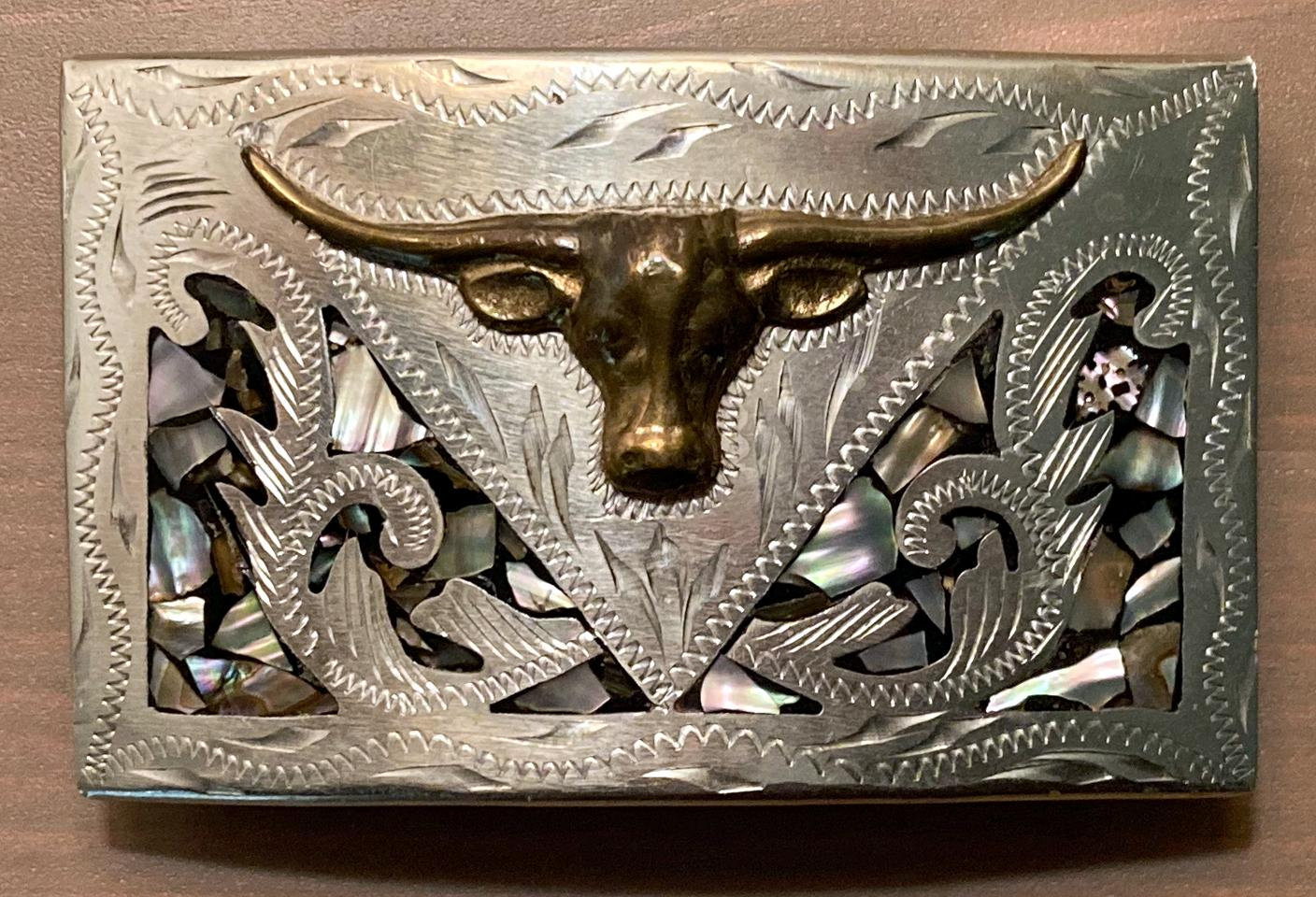 Abalone & Alpaca Longhorn Steerhead Belt Buckle - Etsy display picture 2