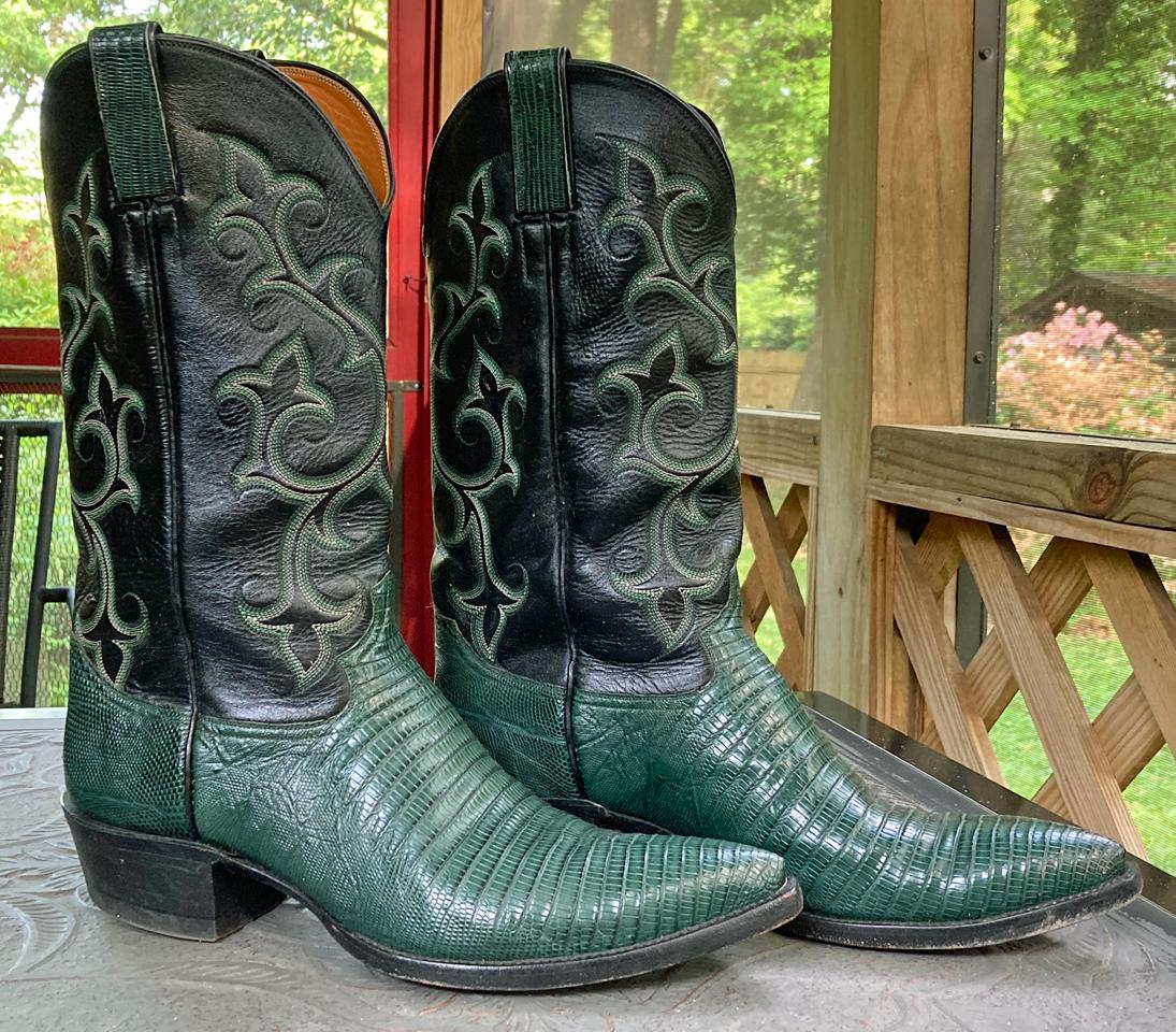 Champion Attitude Boot Company Emerald Green Tejus Lizard Cowboy