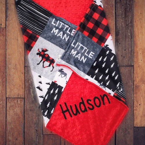 Baby Boy Blanketpersonalized Monogram Minky Blanketnavy Grey Etsy