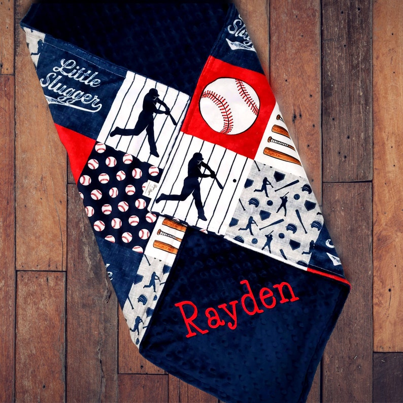 Baby Boy Blanketbaseball Blanketpersonalized Monogram Etsy