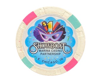 SHOWBOAT MARINA CASINO Partnership 1.00 Dollar Chip - East Chicago, Indiana - 1997