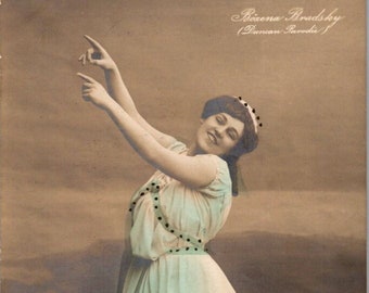 BOZENA BRADSKY Antique Postcard - Colorized Real Photo Postcard - German Actress Opera Singer - Unposted c1910's