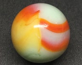Peltier Multicolor Rainbo Swirl Marble - Near Mint - Yellow, Orange, Green - 5 8 Inches
