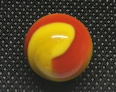 Akro Agate Corkscrew Marble - White and Yellow - Near Mint - Ketchup and Mustard