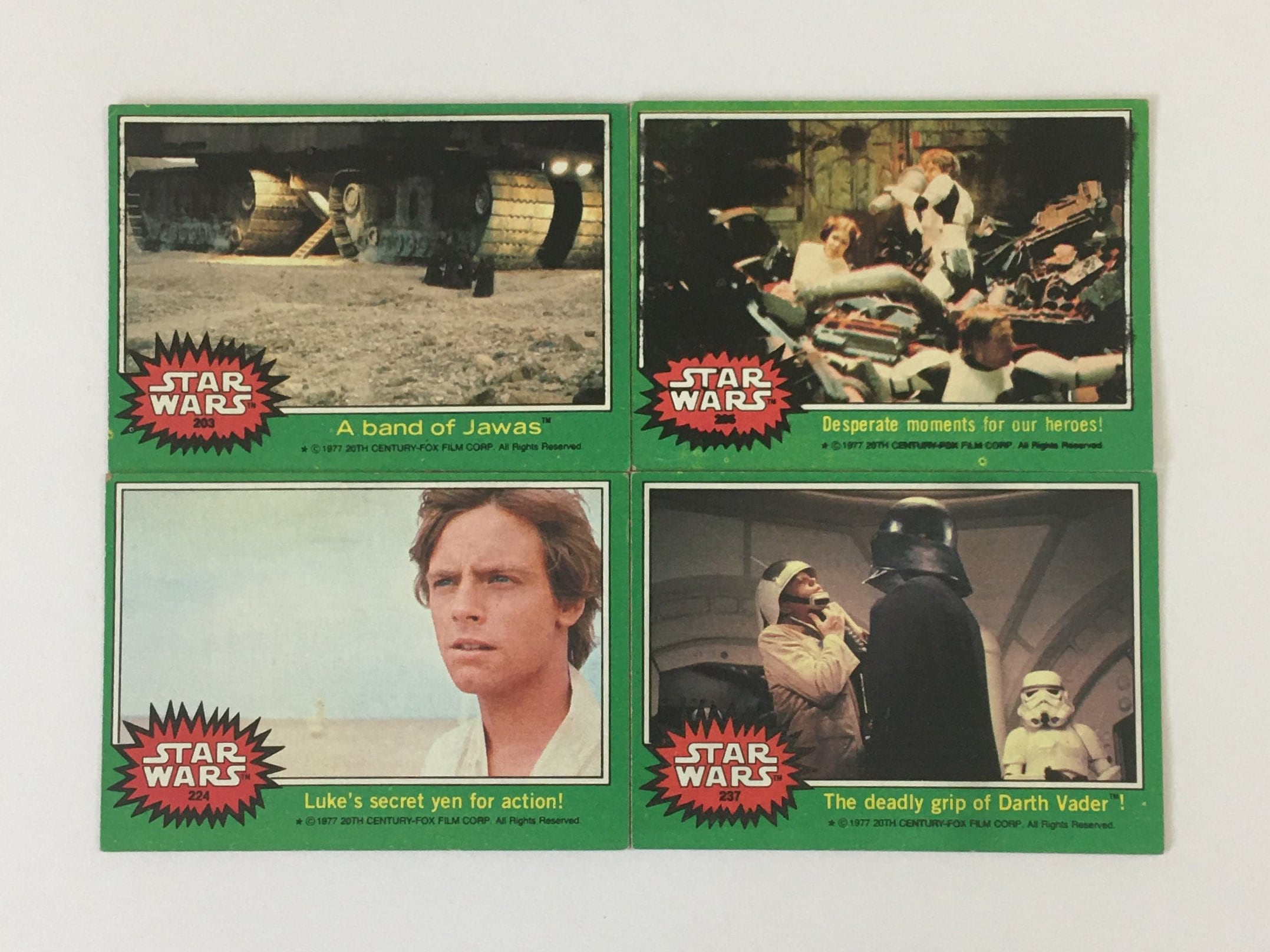 STAR WARS Topps Trading Cards - Series 4 - Vintage 1977 - Lot of 4 - Cards 203, 205, 224, & 237