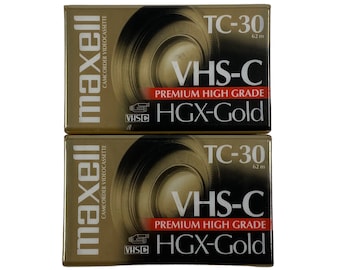 Maxell TC-30 HGX-Gold Premium High Grade VHS-C Blank Video Tape - Lot of 2 - 90 Minutes Each