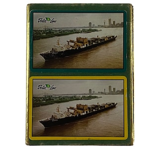 Conjunto de cartas de jogar DELTA LINE em caixa - dois baralhos completos - Mississippi Steamship Company