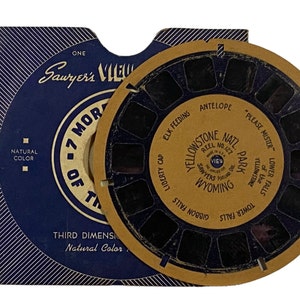 YELLOWSTONE National Park, Mammoth Area, Wyoming - Sawyer View-Master Reel 127 - Hand-Lettered Blue Ring - 1940's