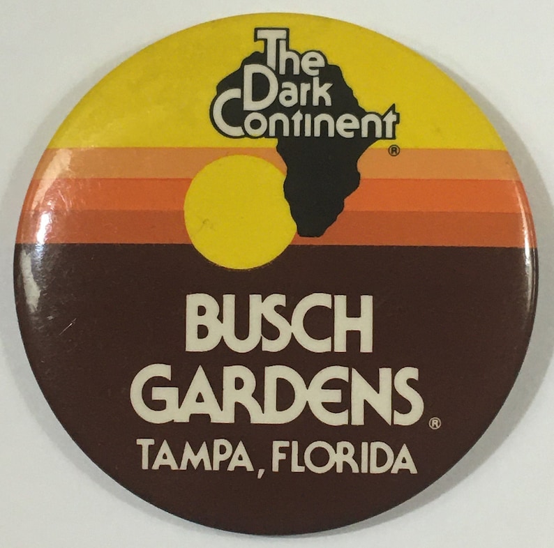 BUSCH GARDENS The Dark Continent Pinback Vintage 1980/'s Tampa Florida