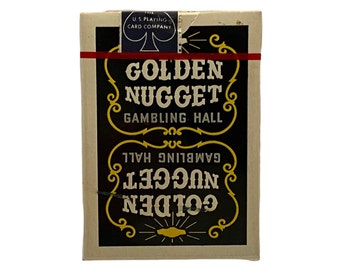 GOLDEN NUGGET Unopened Playing Cards - Black Deck - Stamp Intact - New Old Stock