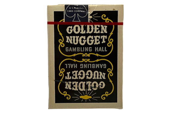 GOLDEN NUGGET Unopened Playing Cards - Black Deck - Stamp Intact