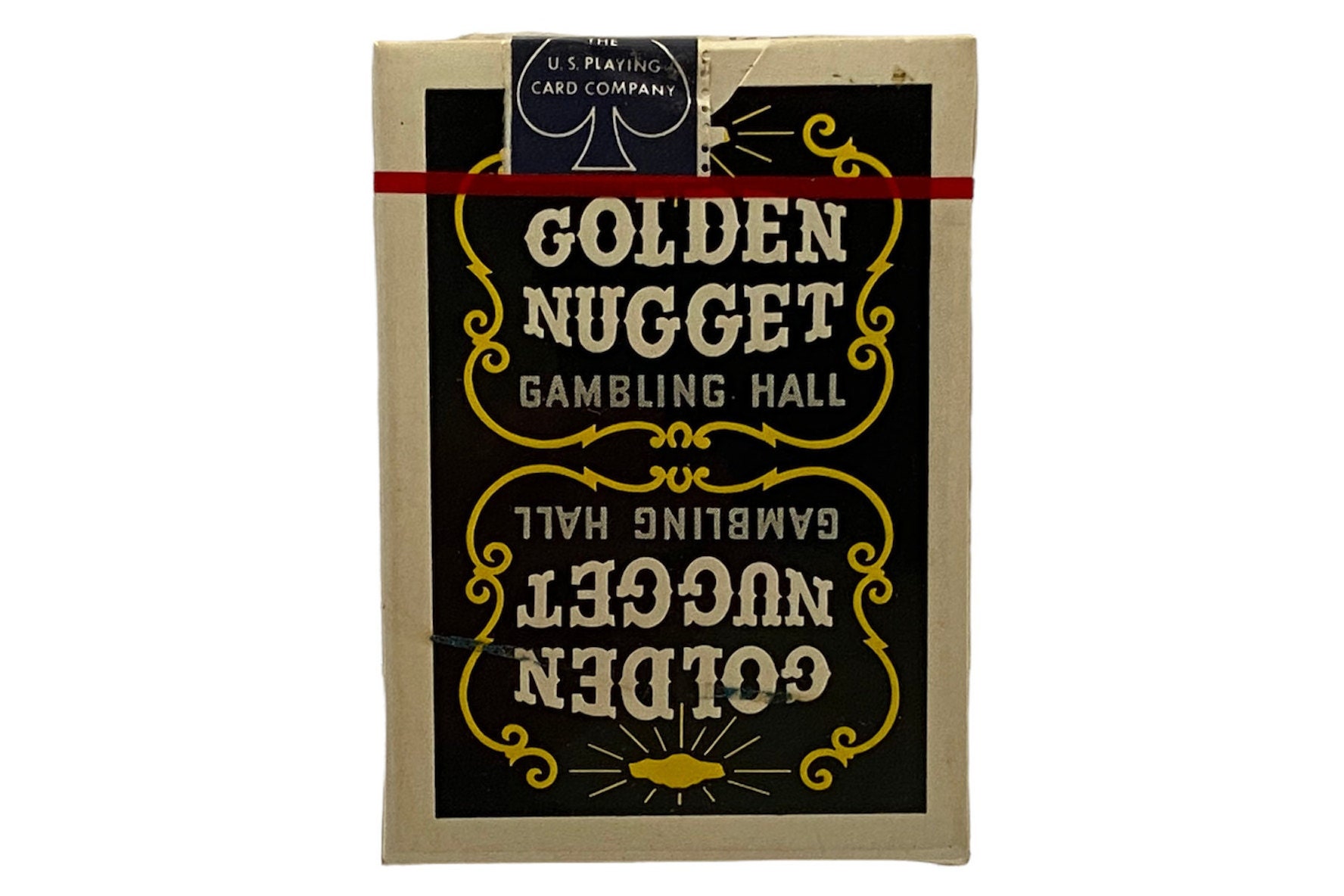 GOLDEN NUGGET Unopened Playing Cards - Black Deck - Stamp Intact
