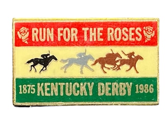 KENTUCKY DERBY "Run For The Roses" Souvenir Pin - Vintage 1986