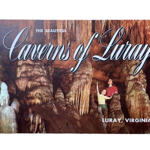 LURAY CAVERNS Souvenir Booklet mit Umschlag - 24 Seiten - Vintage 1950's