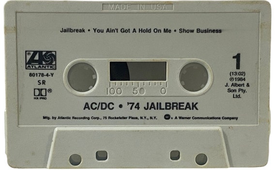 AC/DC '74 Jailbreak Cassette Tape Atlantic Records 7 