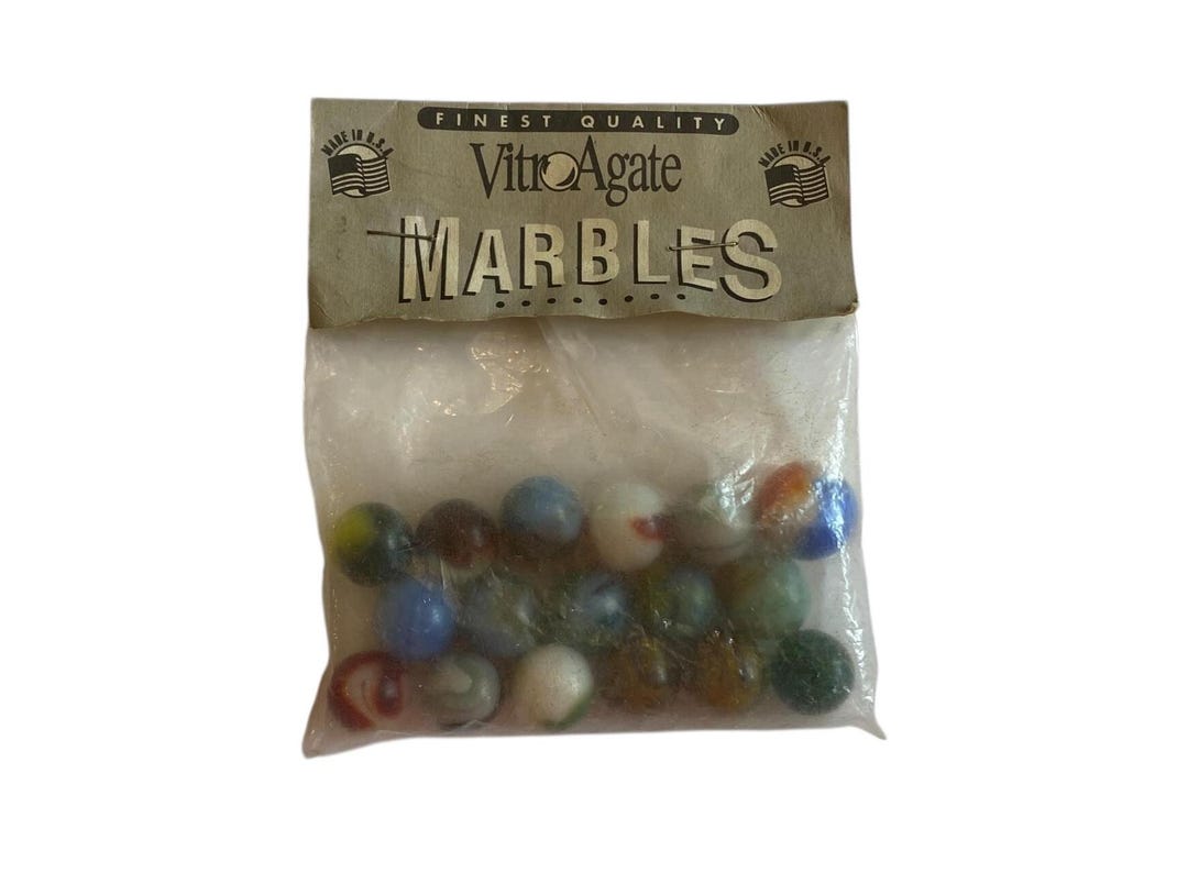 Vitro Agate Bag of Marbles - 17 Glass Marbles - New Old Stock - Factory