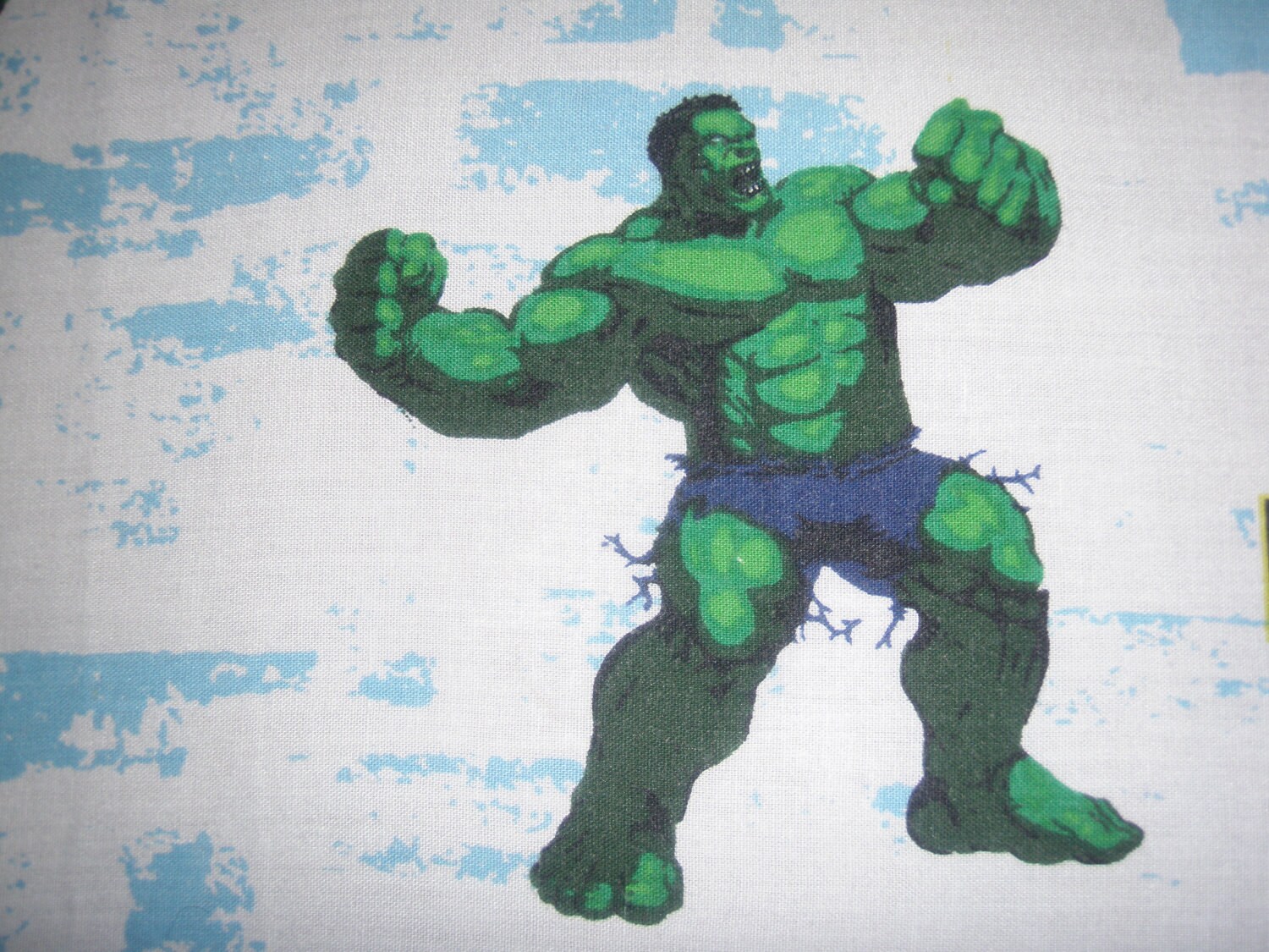 Incredible Hulk Twin Fitted Sheet Reclaimed Bed Linens