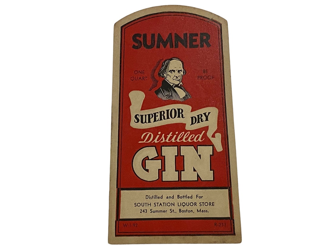 SUMNER Superior Dry Distilled Gin Label - Vintage Advertising Label ...