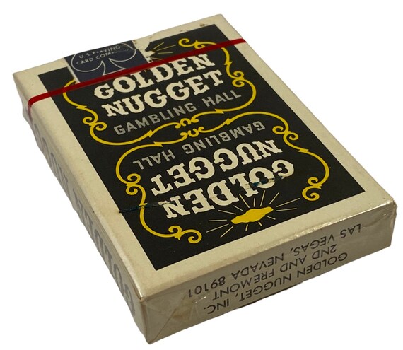 GOLDEN NUGGET Unopened Playing Cards - Black Deck - Stamp Intact