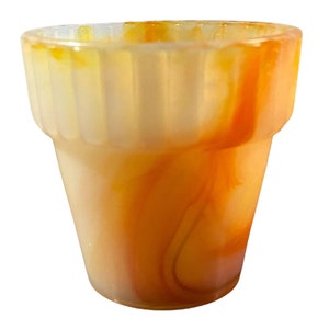 Akro Agate Slag Glass FLOWER POT - Made In USA - 297 1/2