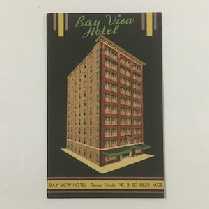 Tampa Florida BAY VIEW HOTEL vintage Postcard 1950's