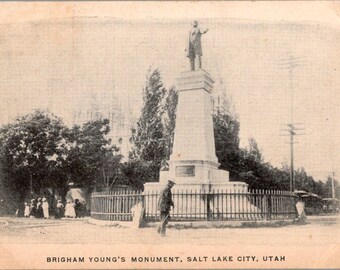 BRIGHAM YOUNG'S MONUMENT Antique Postcard -Salt Lake City, Utah -  Unposted c1910