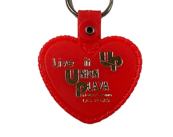 UNION PLAZA HOTEL Souvenir Heart-Shaped Keychain &quot;Live It Up&quot;