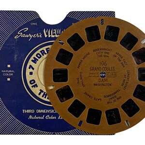 GRAND COULEE DAM, Washington - Sawyer View-Master Reel 196 - Handgeschreven Bruine Haspel - Jaren 1940