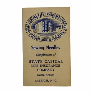 Publicidade da State Capital Life Insurance Company NEEDLE BOOK - Raleigh, Carolina do Norte