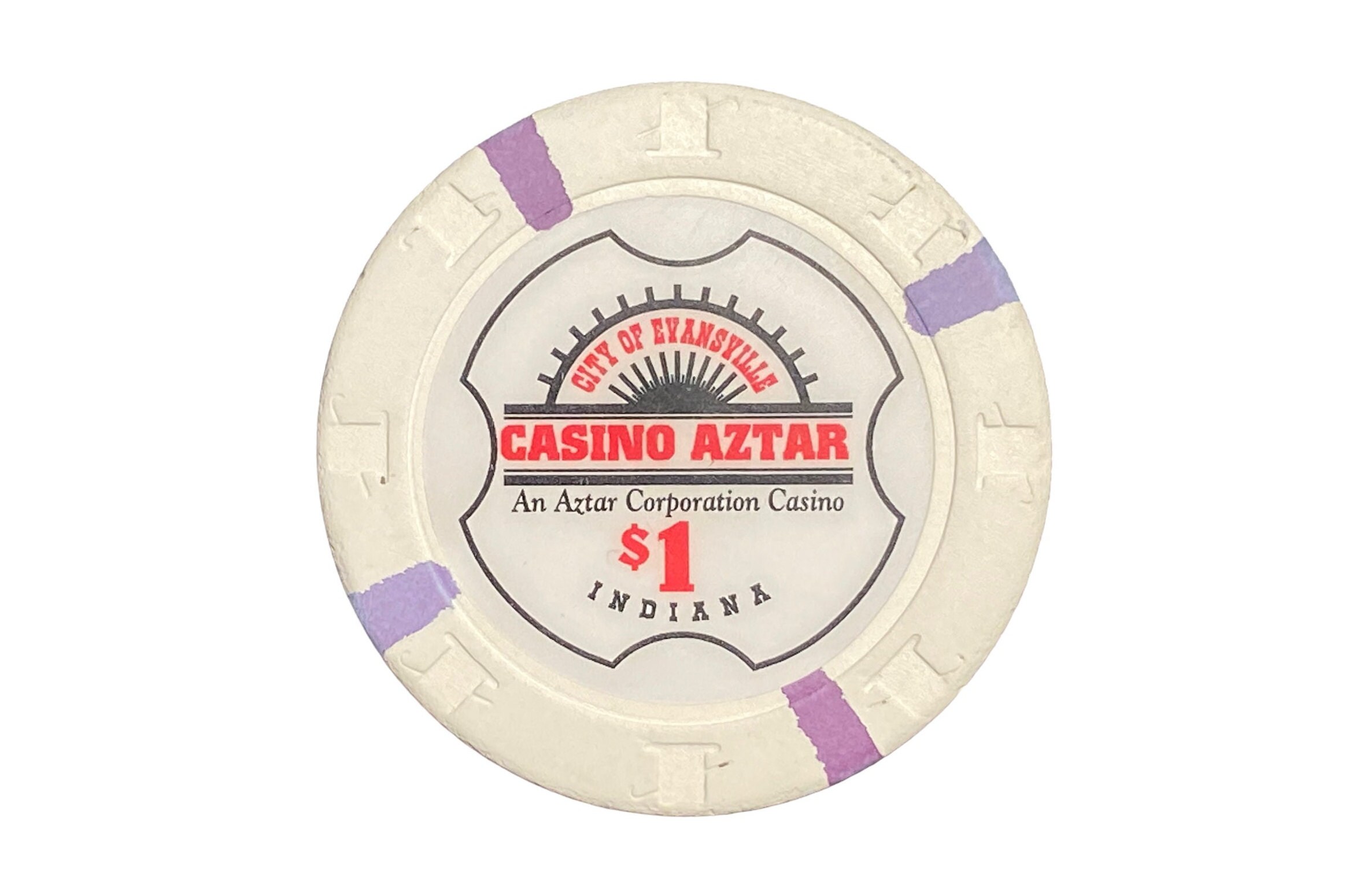 CASINO AZTAR One Dollar Chip - Evansville, Indiana - 1990's