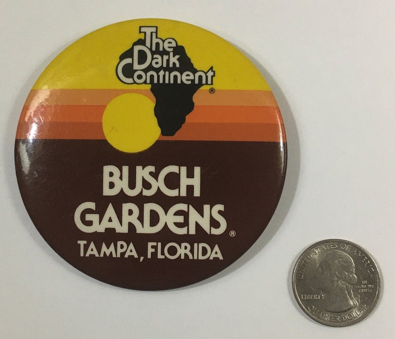BUSCH GARDENS The Dark Continent Pinback Vintage 1980/'s Tampa Florida