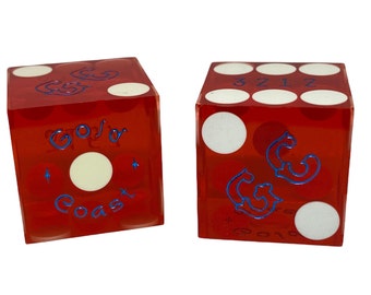 Palm's Casino Las Vegas Red Polished Dice 1-Matching Number Pair 