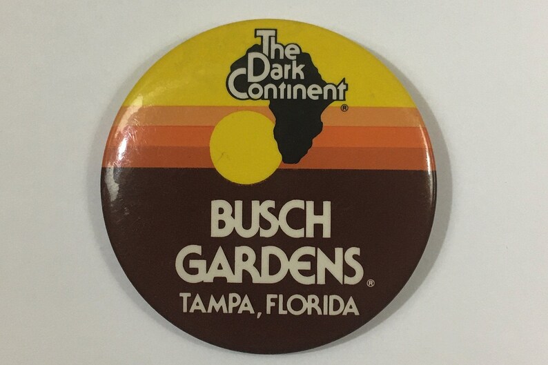 BUSCH GARDENS The Dark Continent Pinback Vintage 1980/'s Tampa Florida