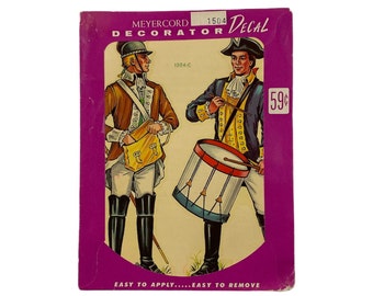 Vintage 1970's Meyercord Decorator Decal 1504C - Colonial Soldiers - Revolutionary War - Bicentennial