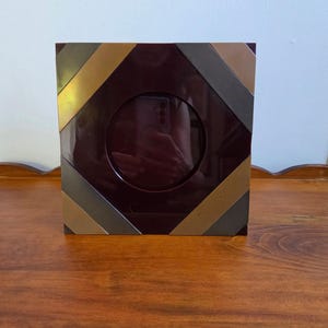 Vintage Acrylic Picture Frame: Brass and Copper Geometric Postmodern Design