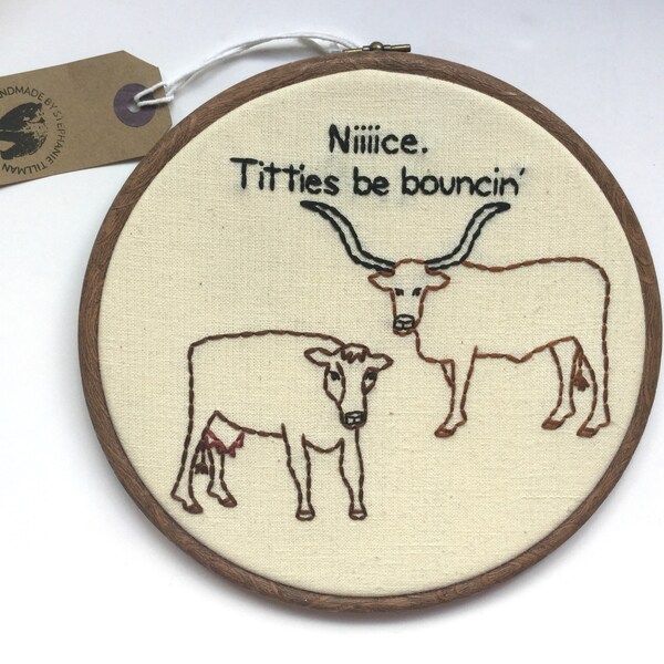 Schleim Bull E-Hand Stickerei Wandbehang - 7" Reifen