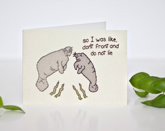 Manatees Don't Lie Embroidery Greeting Card