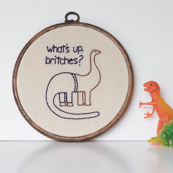 Dinosaure porte Britches broderie à la main - 6" Hoop
