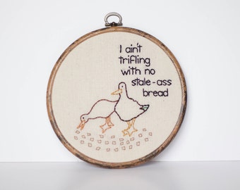 Picky Duck Hand Embroidery Wall Hanging - 6" Hoop