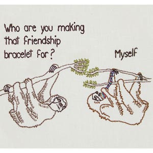 8x10 Print Friendship Bracelet Sloths Embroidery image 2