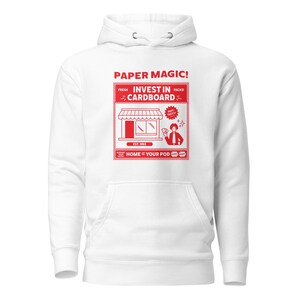 Bluza z kapturem Invest in Cardboard Magic | Koszulka MTG EDH | Styl retro pizzerii | Paper Magic FNM | Wspieraj lokalne sklepy z grami | Prezent mtg Commander