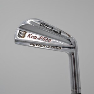 May include: A vintage chrome golf club with the text "Robt. Jones Jr." and "Kro-Flite POWER-DYNEO" etched into the club head. The club has a shiny, reflective surface and a classic design, ideal for golf enthusiasts.