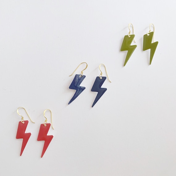 Ver en Etsy: Handmade Pastel Lightning Bolt Dangle Earrings, Stainless Steel Handmade Pastel Lightning Bolt Dangle Earrings, Stainless Steel