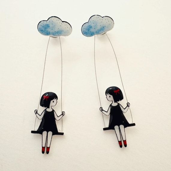 Ver en Etsy: Cloud Girl Earrings, Swing Girl Earrings, Illustrated Earrings, Minimalist Dangle Earrings, Cute Handmade Jewelry, Gift for Her Cloud Girl Earrings, Swing Girl Earrings, Illustrated Earrings, Minimalist Dangle Earrings, Cute Handmade Jewelry, Gift for Her