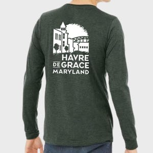 Havre de Grace Long Sleeve for Men, Unique Men Long Sleeve T-Shirt, Men Clothing, Mans Relax T-Shirt, Simple Shirt, Dark Green T-Shirt, Gift