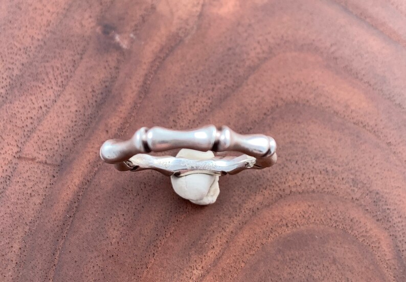 Vintage Signed Sterling Silver Bamboo Stacking Band Size 5